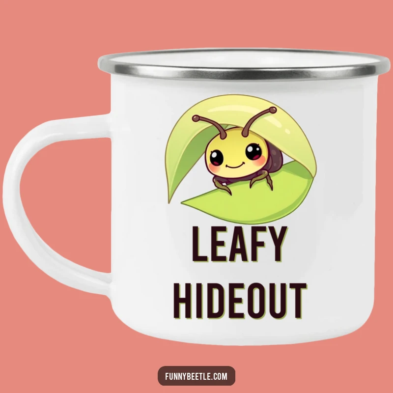 Funny Beetle Leaf Peek Camping Mug: Adventure-Ready and Hilarious