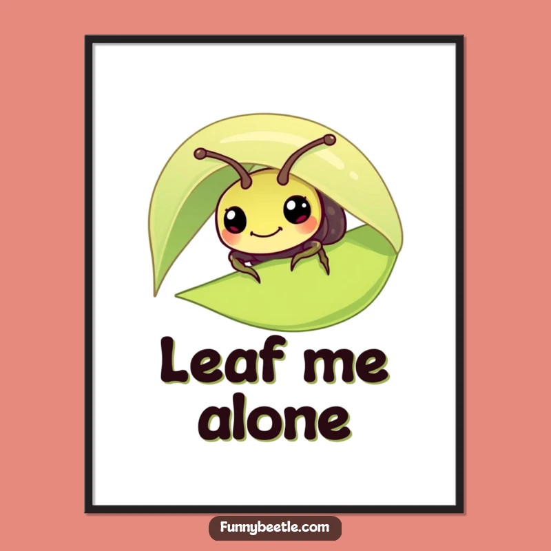 Funny Beetle Leaf Peek Digital Art: Instant Hilarious Decor