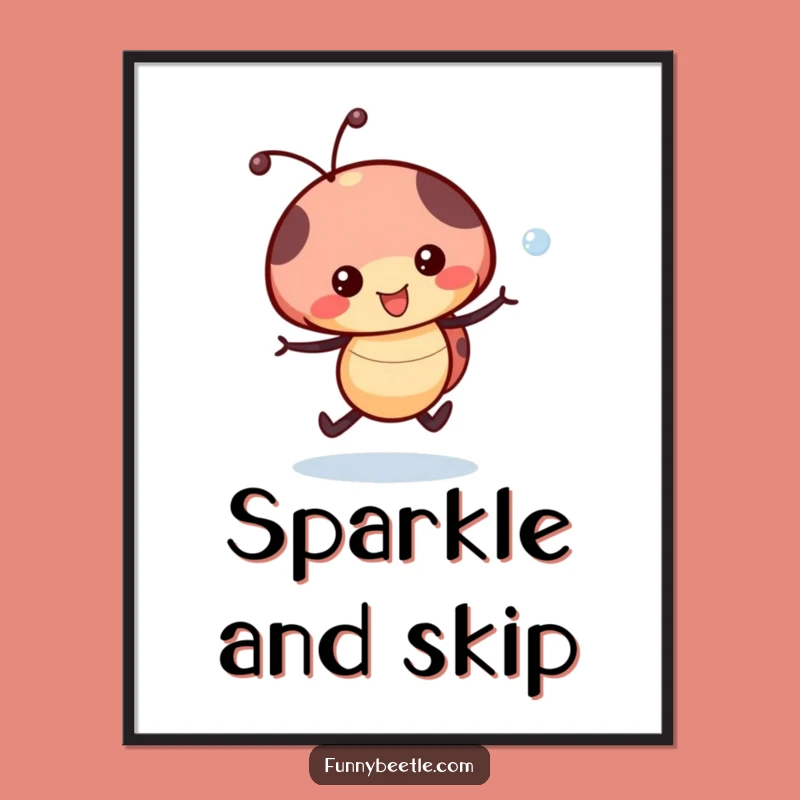 Funny Ladybug Dewdrop Digital Art - Cheerful Decor, Instant Joyful Gift!