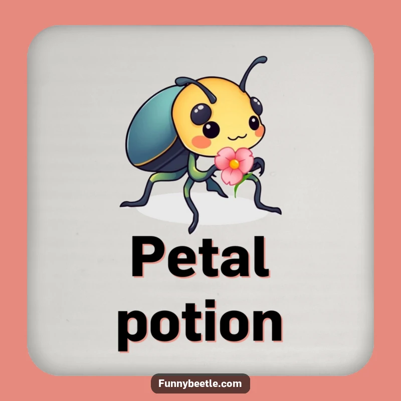 Funny Beetle Flower Petal Coaster: Protect Surfaces Hilariously