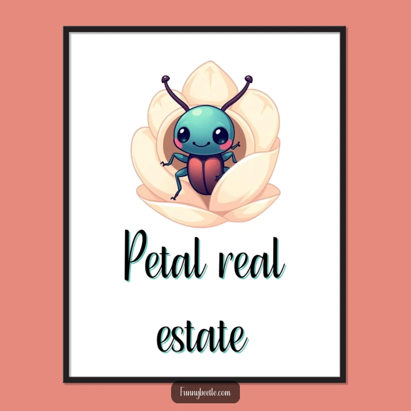 Funny Beetle Flower Home Poster: Whimsical Wall Art for Curious Souls