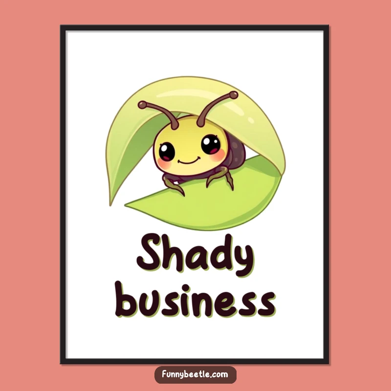 Funny Beetle Leaf Peek Poster: Artistic and Hilarious Wall Decor