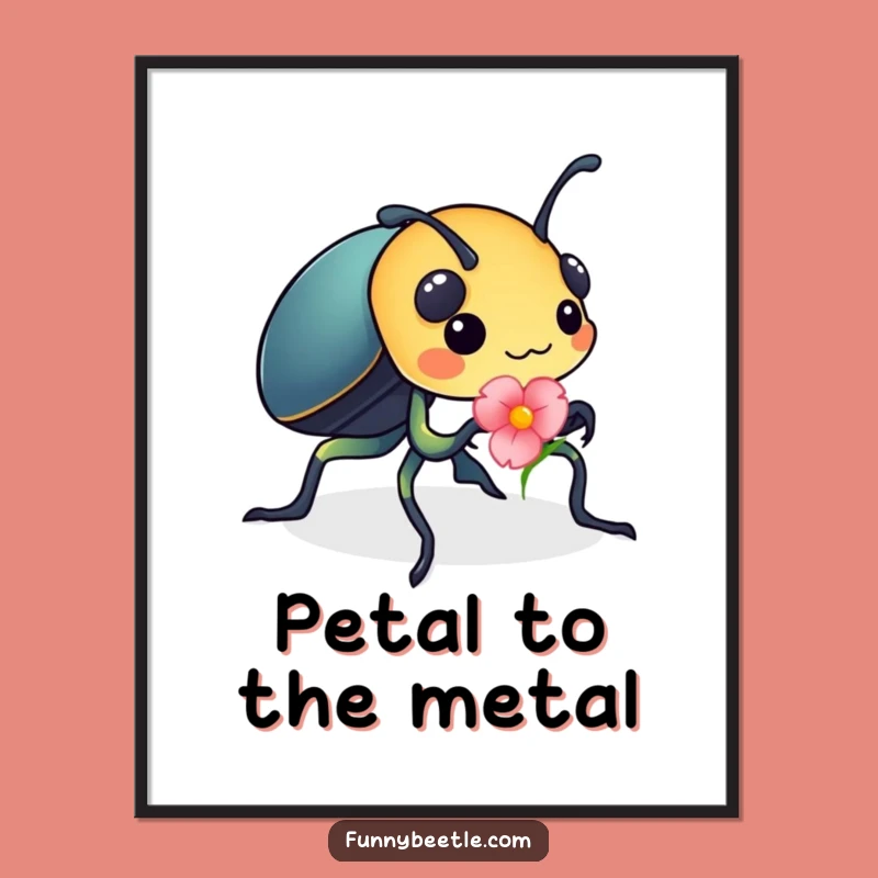 Free Printable Wall Art: Busy Beetle Flower Gift Funny Downloadable Decor