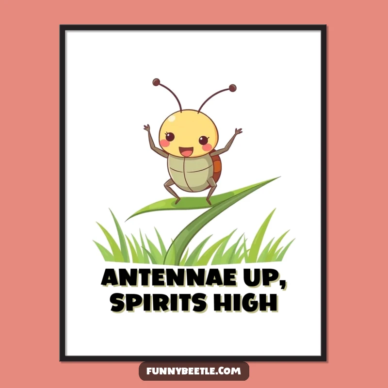 Funny Free Printable Wall Art: Dancing Beetle's Joyful Celebration, Whimsical Downloadable Decor