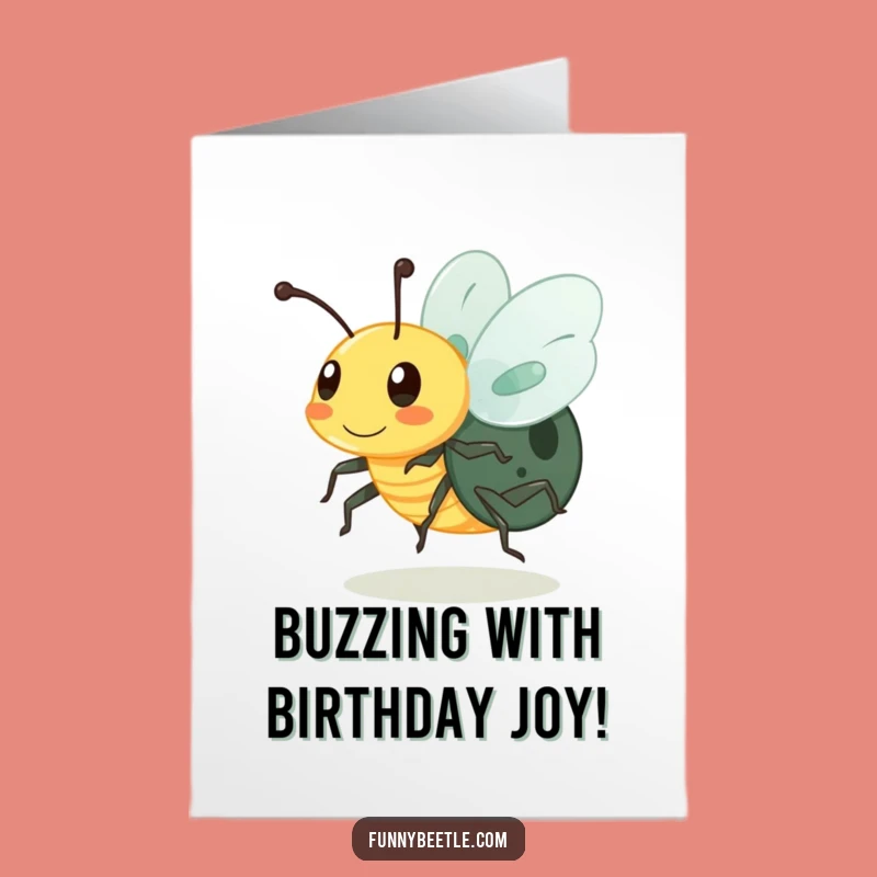 Free Printable Birthday Card: Busy Beetle Blur Digital Download Funny Gift