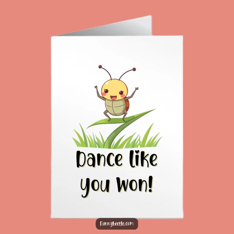 Free Printable Congrats Card: Dancing Beetle's Joy, Fun Downloadable Gift