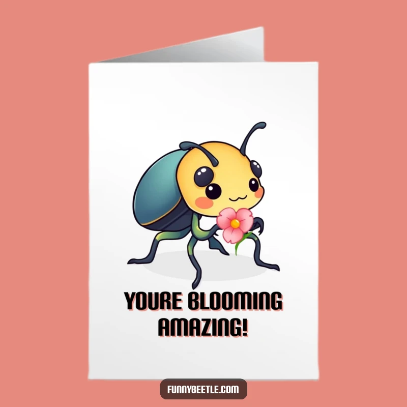 Free Printable Congrats Card: Beetle's Bloom of Success Funny Downloadable