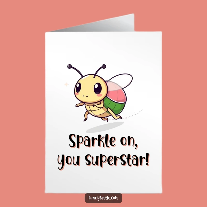 Free Printable Congrats Card: Sparkly Beetle Speed Digital Download