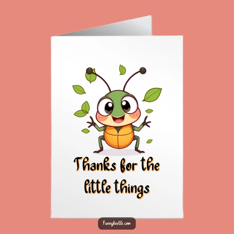 Free Printable Thank You Card: Cheerful Beetle Leaf Thanks Hilarious Downloadable Gift