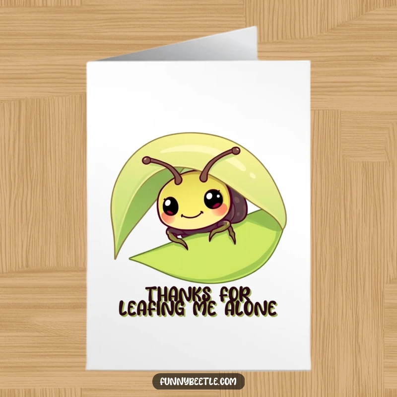 Funny Free Printable Thank You Card featuring a curious beetle peeking out to say thanks.