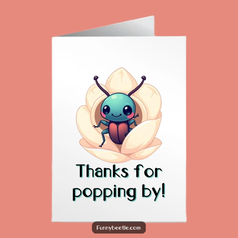 Free Printable Thank You Card: Beetle's Petal Curiosity, Appreciative Downloadable Gift