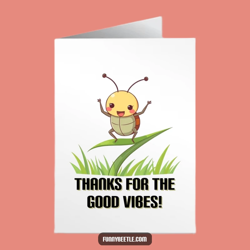 Free Printable Thank You Card: Dancing Beetle's Gratitude, Cheerful Downloadable Gift