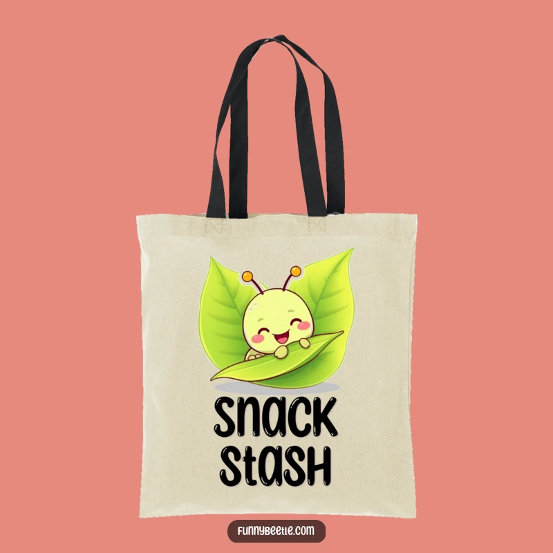 Funny Caterpillar Munching Tote Bag: Carry Your Snacks Hilariously